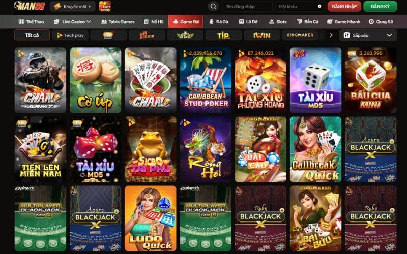 Game bài MAN88 đa dạng trò chơi bài với đồ họa 3D đẹp mắt